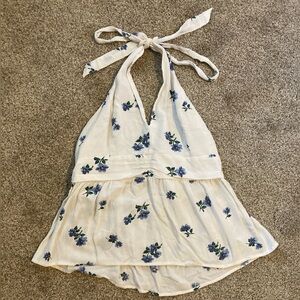 White Floral Halter Top
